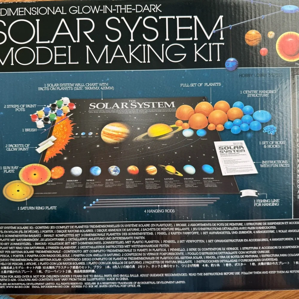 🆕 4M 3D Glow-in-the-Dark Solar System Model Making Kit 🌌✨ NIB